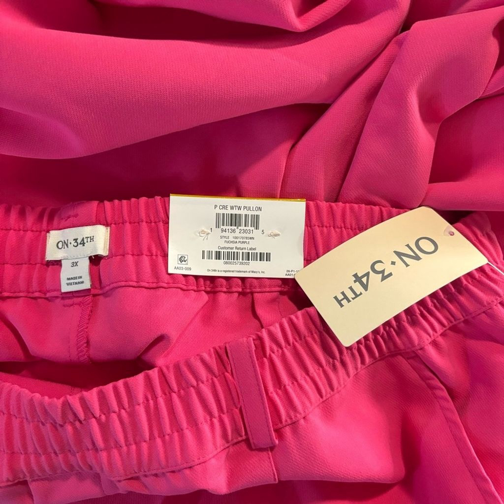 On 34th Plus Size Hot Pink Solid Double Weave Ankle Dress Pants NWT - Picture 6 of 9